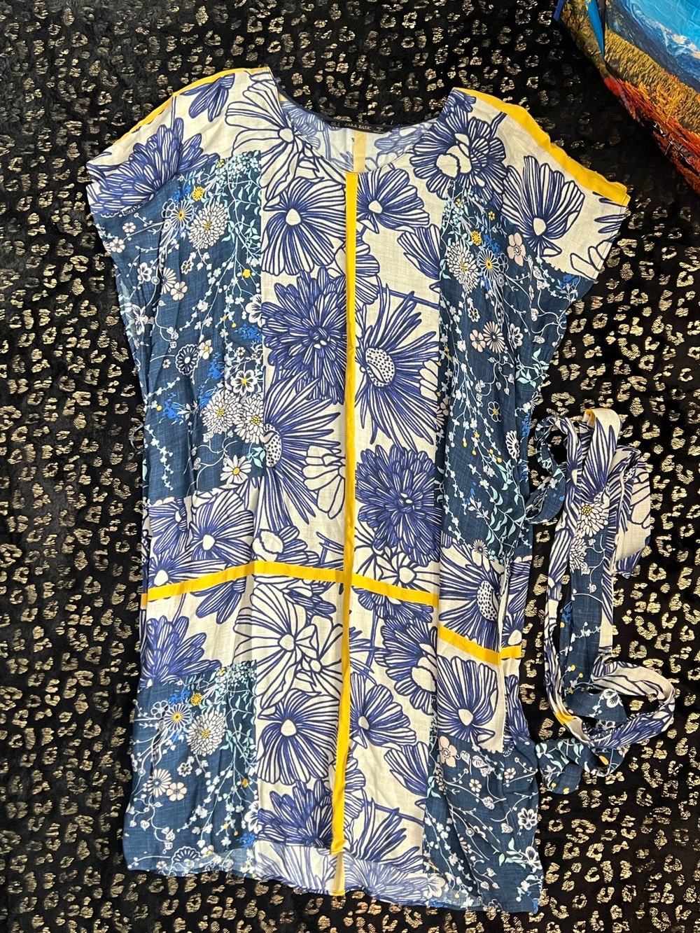 Zara Blue and Yellow Floral Swim Coverup